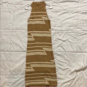 Lauren Ralph Lauren Brown and Cream Midi Dress